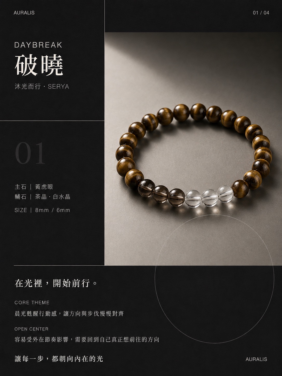 破曉 DAYBREAK 黃虎眼水晶手鍊